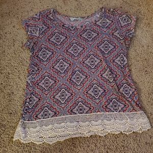 Maurices Red, White, and Blue Lace Shirt